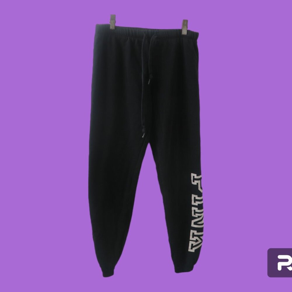 PINK Victoria's Secret outline pink sweat pant joggers in black and white.